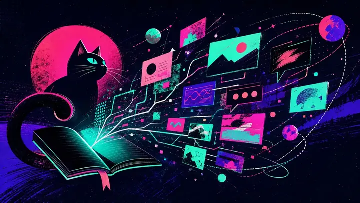 Abstrakte Catpunk-Illustration zum Thema Content