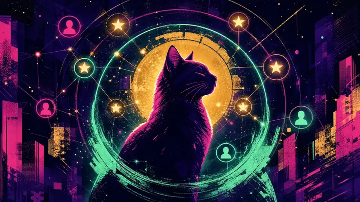 Abstrakte Catpunk-Illustration zum Thema Reputation