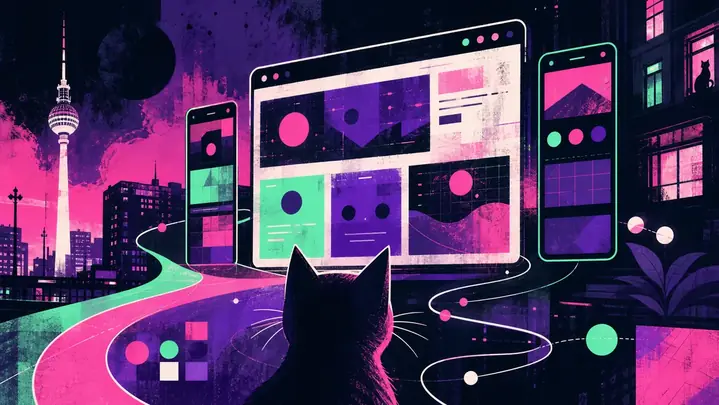 Abstrakte Catpunk-Illustration zum Thema Websites & UX